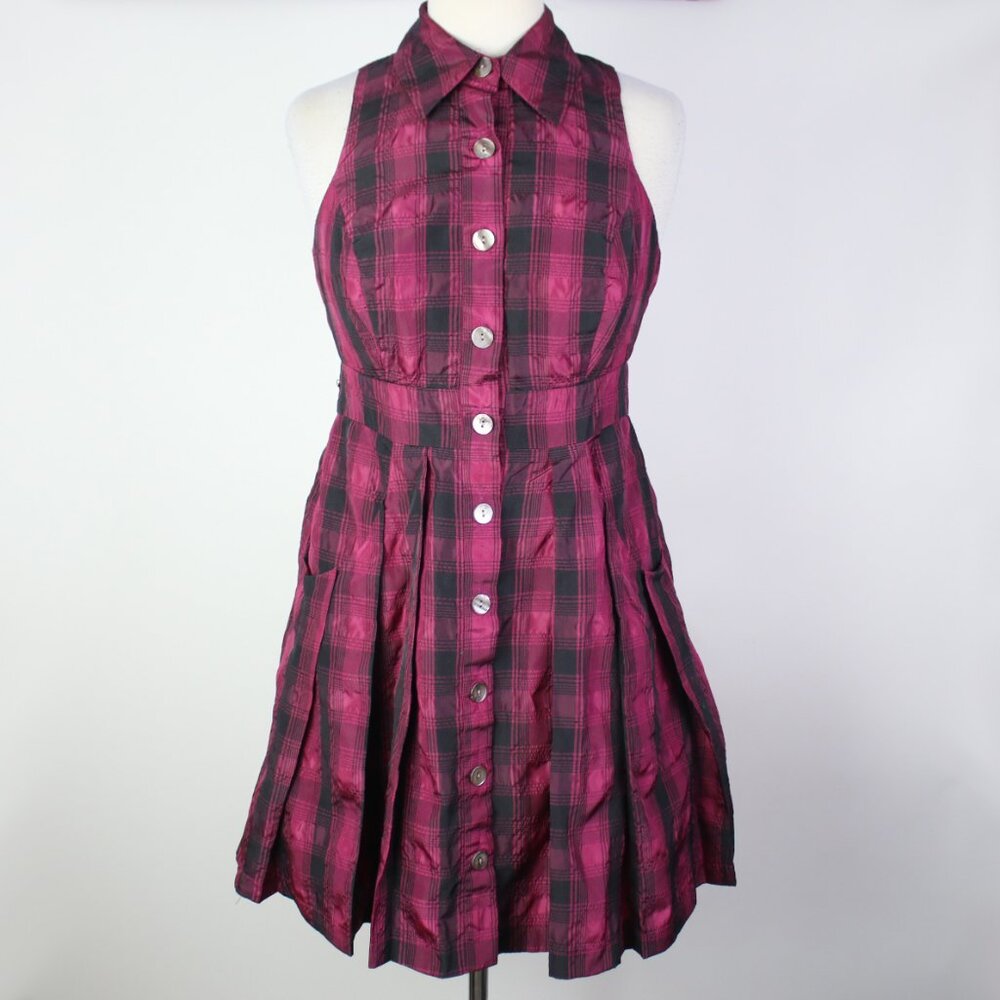 Twelve by Twelve Los Angeles Womens Medium Plaid Sleeveless Shirt Dress